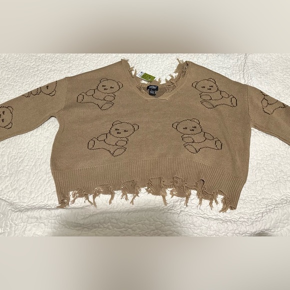 Distressed TEDDY BEAR SWEATER (OVERSIZED) - Picture 1 of 6